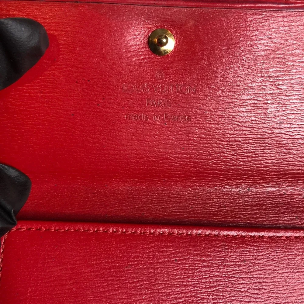 LOUIS VUITTON Red Epi Portefeiulle Elise Trifold Coin Cash Wallet AUTHENTIC